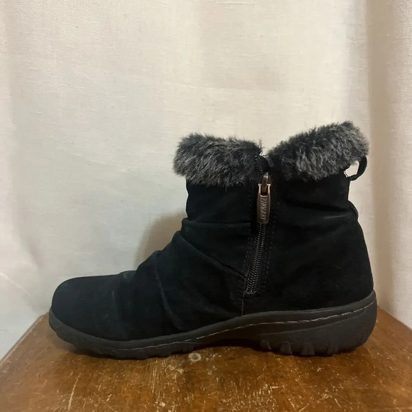 KHOMBU Womens All-Weather Lindsey Suede Boots‎ Size 7 Black Fur Ankle Booties - Picture 4 of 8